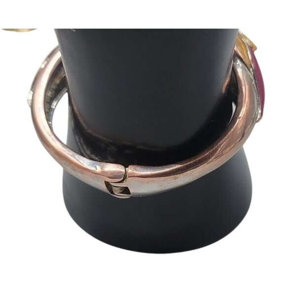 Betsey Johnson Parrot Head Bracelet Rhinestone Enamel Hinged Magnet Clamper 6.5" - Picture 11 of 16